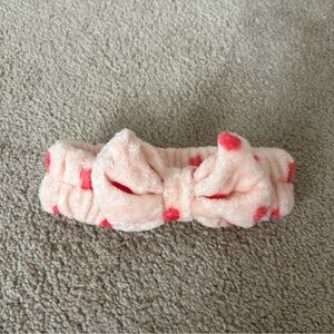 Pink Ultra-Soft Plush Spa Elastic Headband Makeup Prep Face Wash